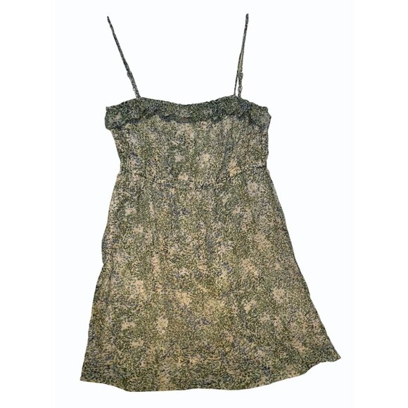 J Crew Floral Green & Cream Sleeveless Silk Dress Size 8 Adjustable Straps - Picture 4 of 12